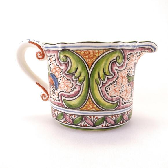 Retro Hand Painted Portugal Ceramic Pottery Creamer with Birds By Isabel - Picture 1 of 6